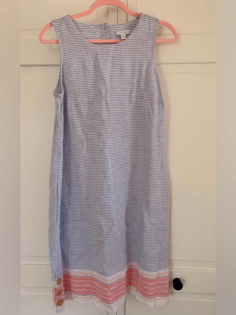 J. Jill Love Linen Blue and White Striped Linen Dress